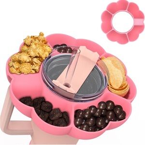 Pink Snack Tray Bowl Stanley 40oz Tumbler Silicone Reusable Snack Ring Holder